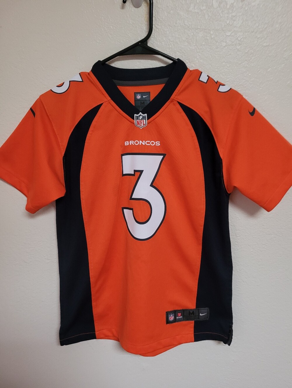 NFL Orange and Navy Broncos #3 Wilson  On-Field Jersey